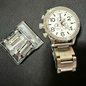 Nixon 51-30 Silver/White Chronograph Watch - Rare, Discontinued